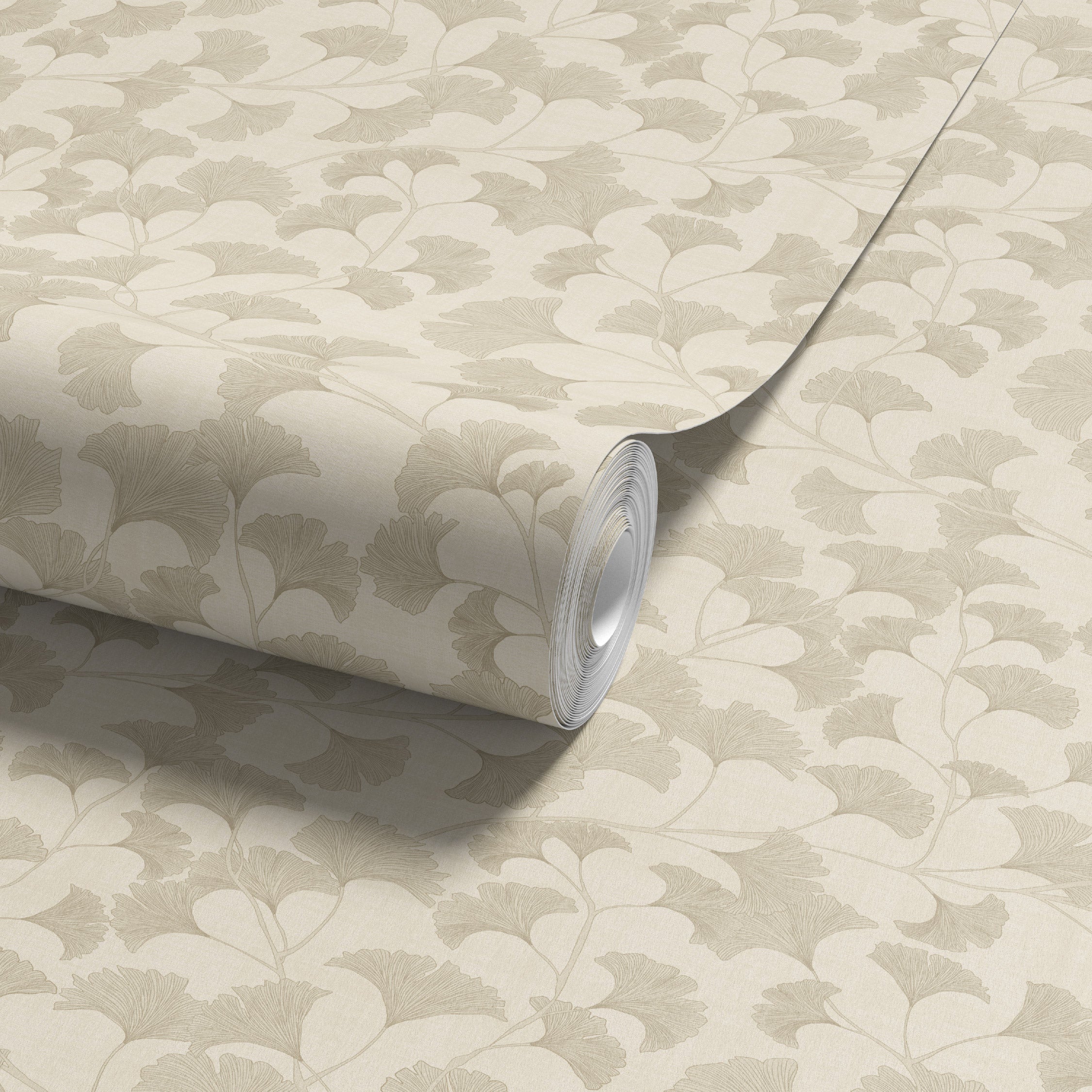 Elegant Ginkgo Leaf Gold Neutral Wallpaper