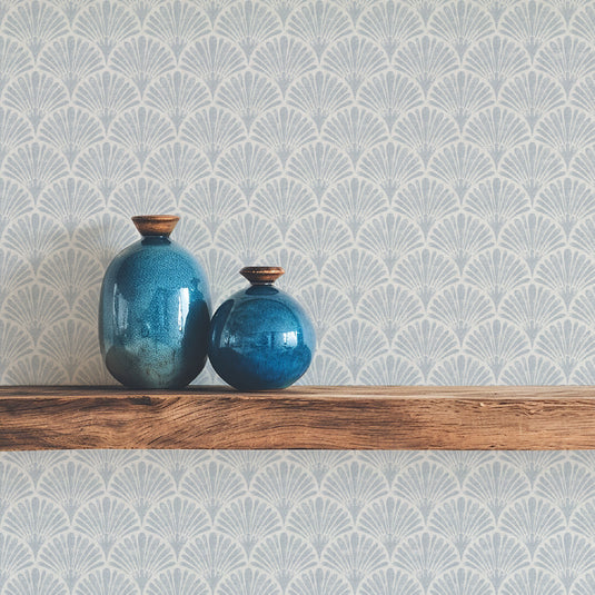 Scallop Shells Blue Wallpaper