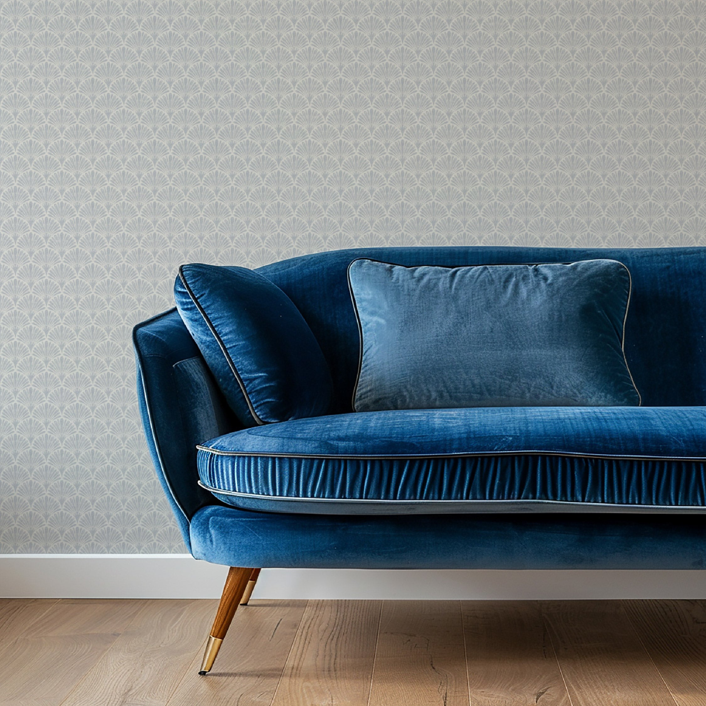 Scallop Shells Blue Wallpaper