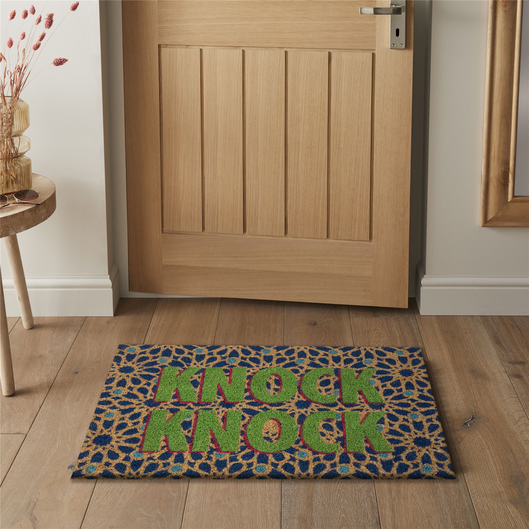 Astley Knock Knock Printed Natural/Multi Doormat 40x60cm