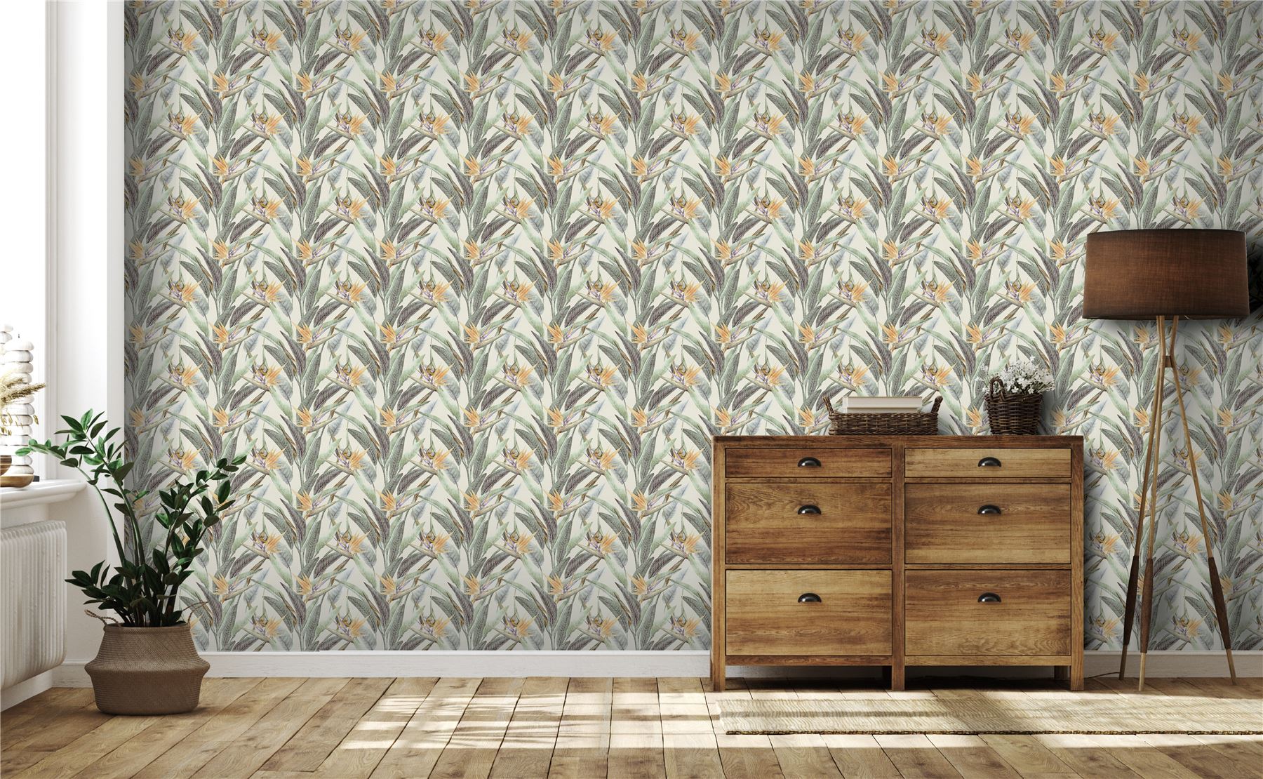 Soft Jungle Vines Soft Green Wallpaper