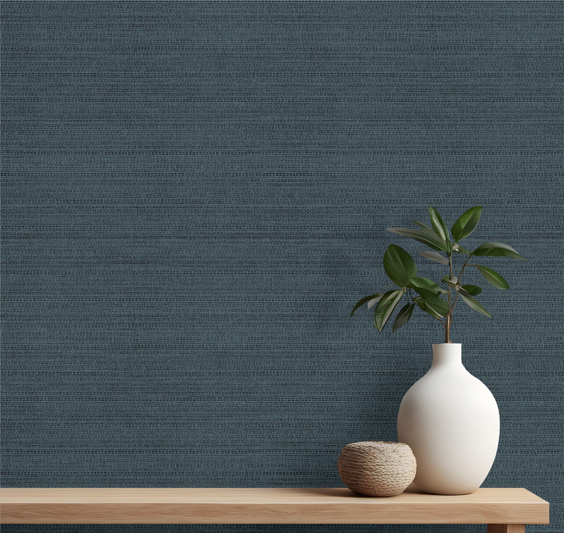 Raffia Texture Blue Wallpaper