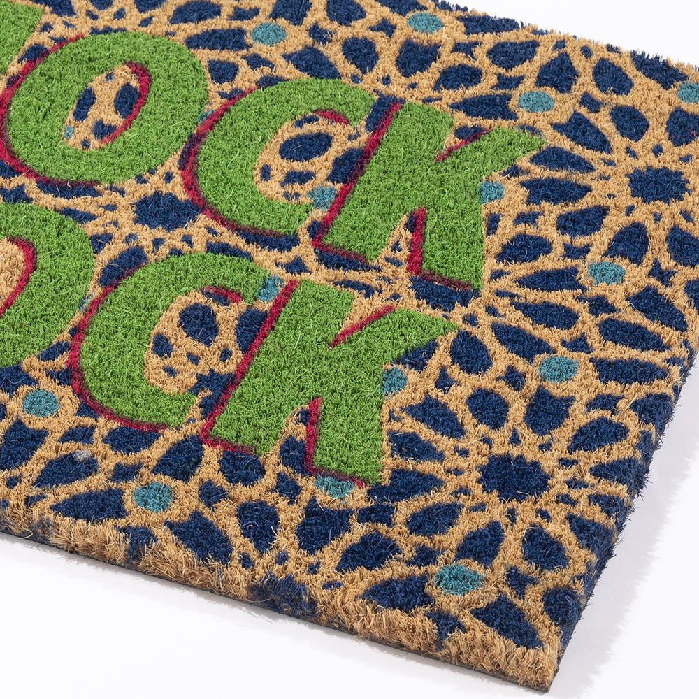 Astley Knock Knock Printed PVC Backed Coir 40x60cm Doormat