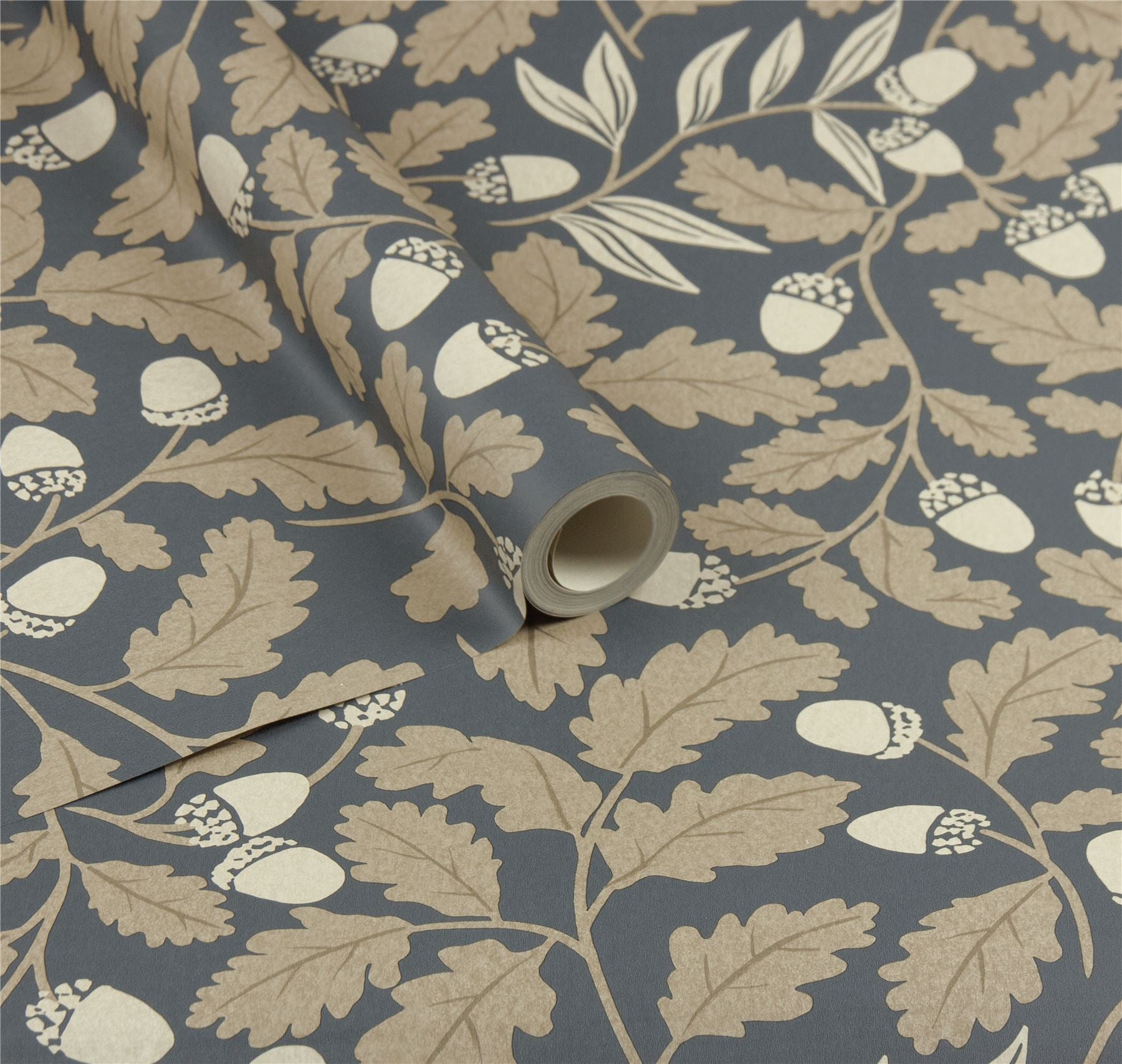 Acorn Trail Navy Wallpaper