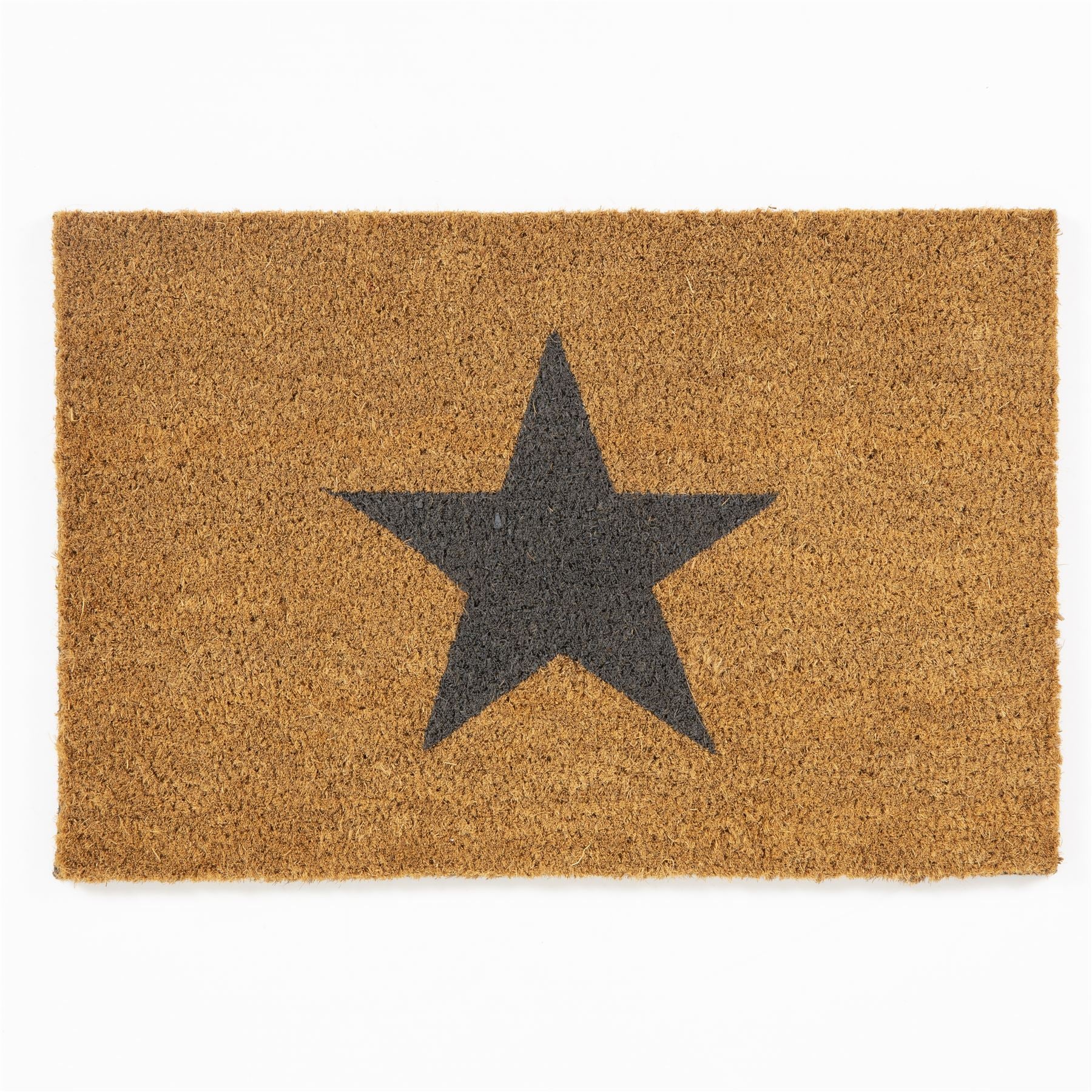 Astley Printed Star PVC Backed Coir 40x60cm Natural Charcoal Doormat