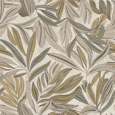 Graphic Tropical Leaf Neutral Wallpaper