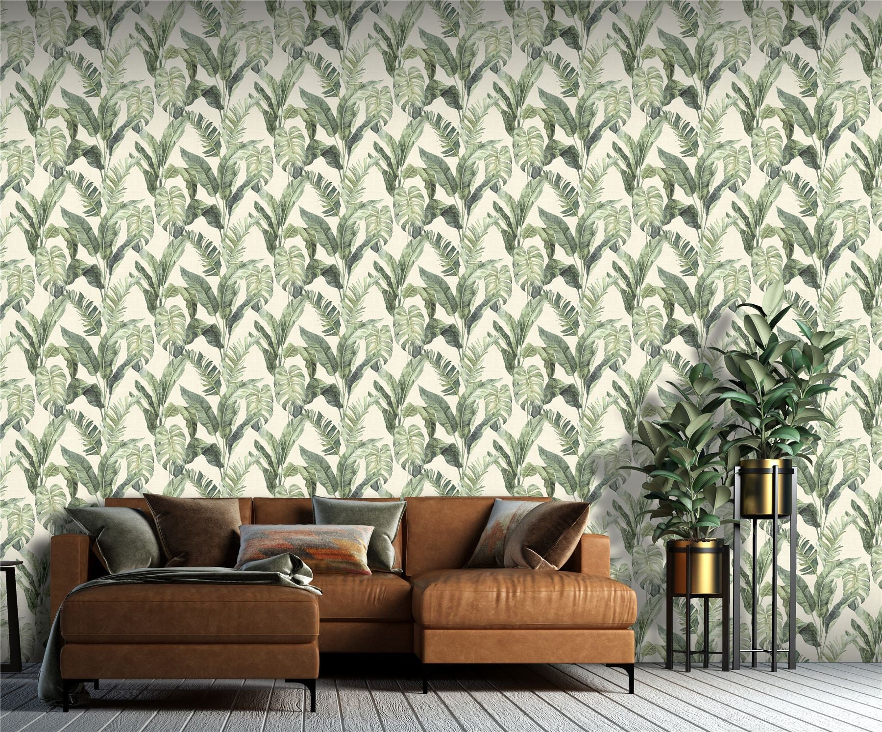 Palm Springs Natural Green Wallpaper