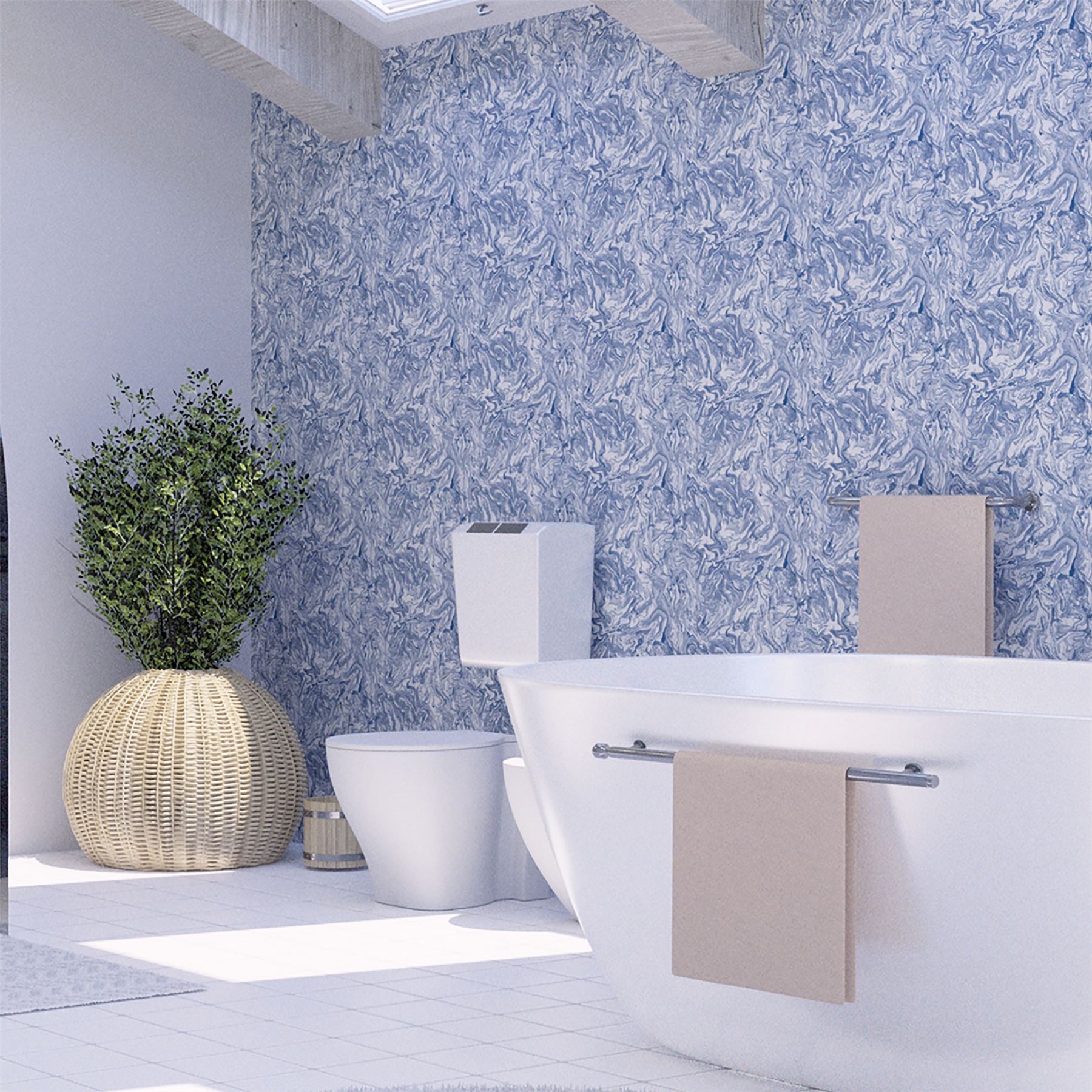 Liquid Marble Navy Wallpaper