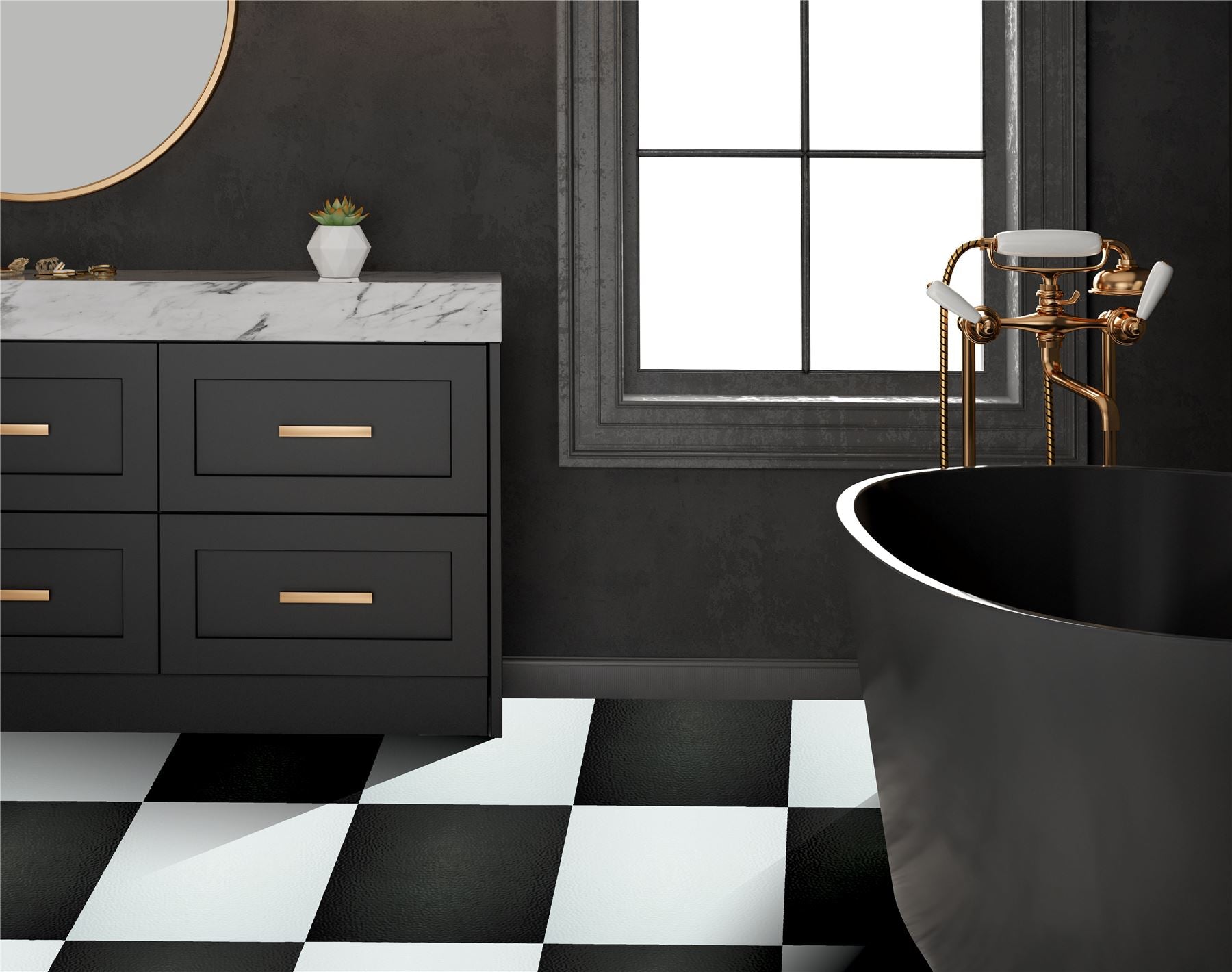 Floor Tile Plain 30.5x30.5cm Black & White (10 Tiles Per Pack) - sw6