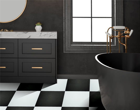 Floor Tile Plain 30.5x30.5cm Black & White (10 Tiles Per Pack)