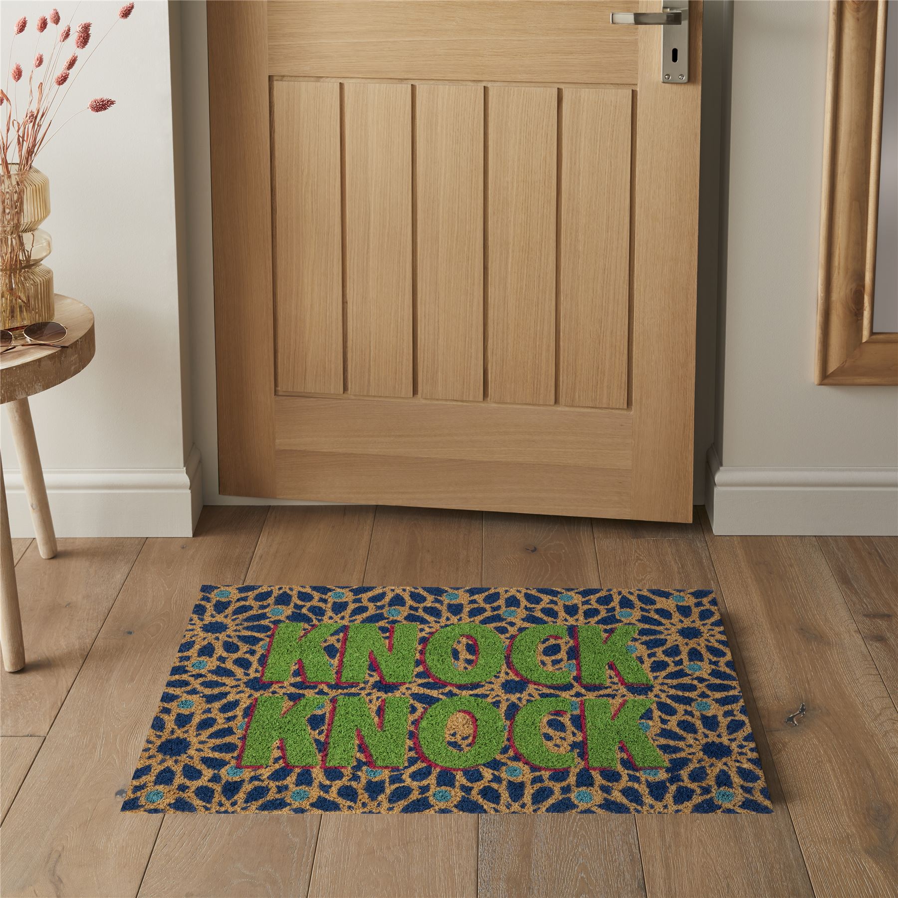 Astley Knock Knock Printed PVC Backed Coir 40x60cm Doormat