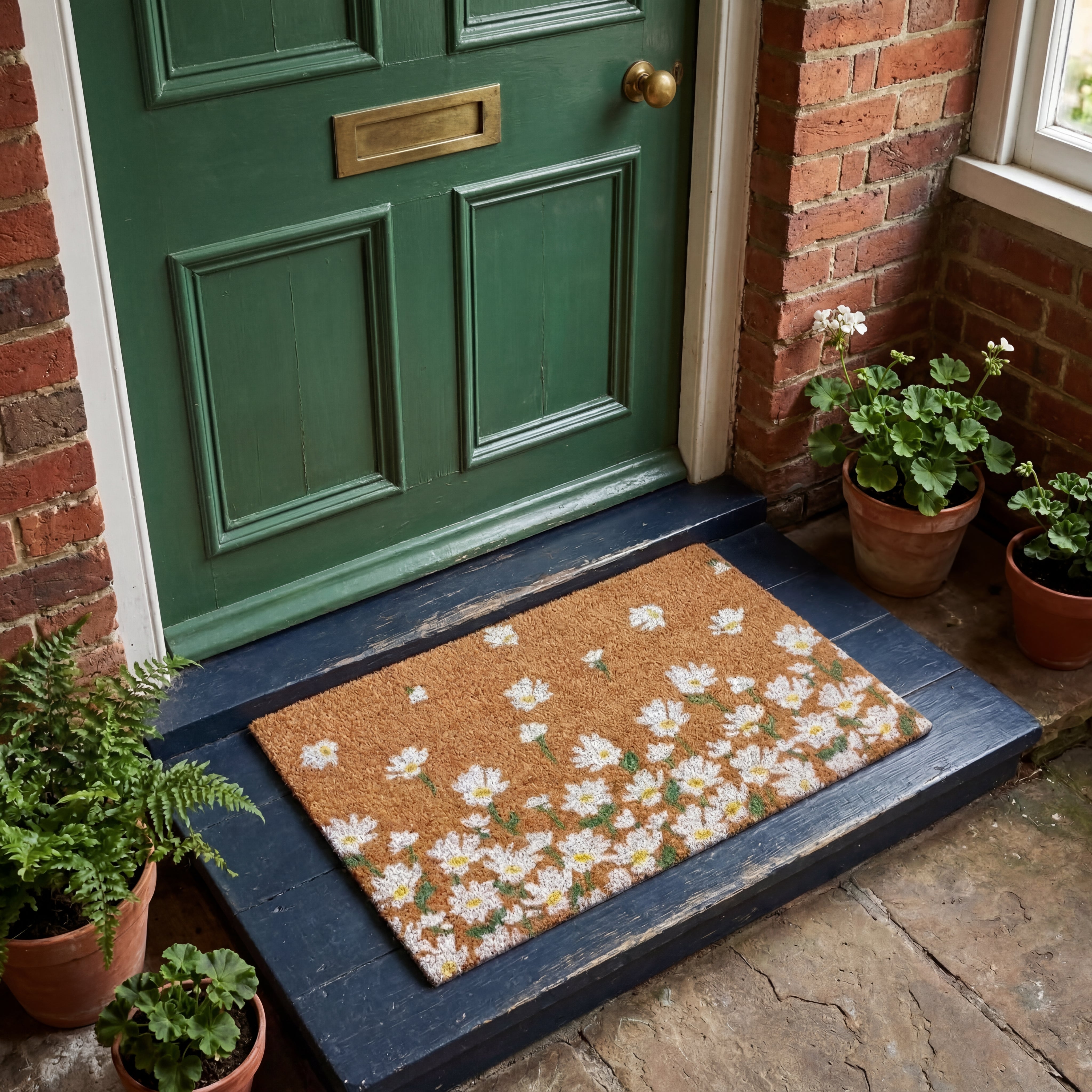 Astley Daisy Printed Neutral Doormat 40x60cm