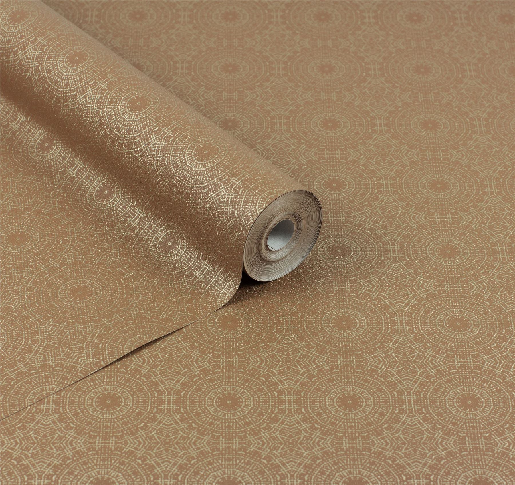Symmetrical Chic Copper and Gold Wallpaper