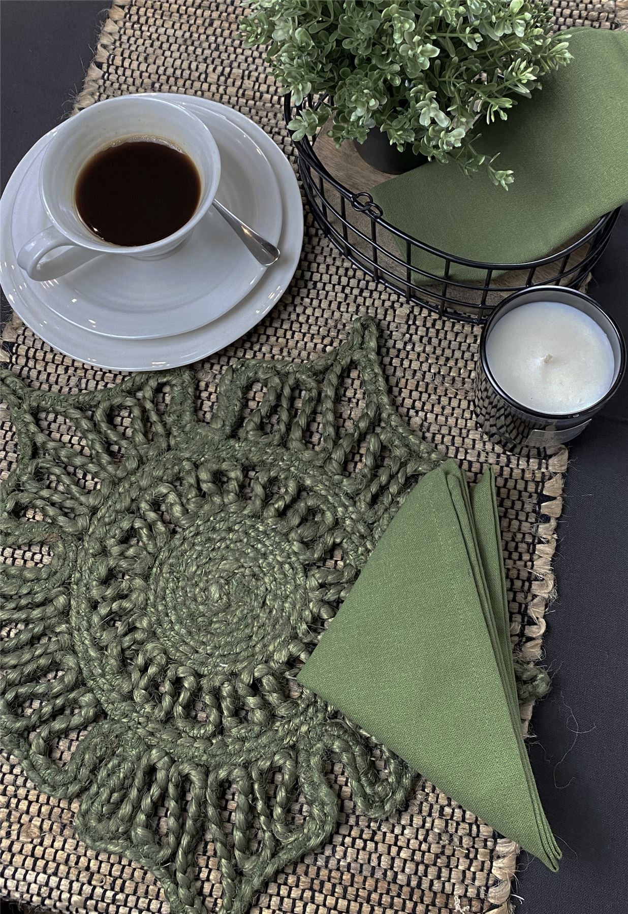 Severn Jute Star 36x36cm Olive Set of 2 Placemats