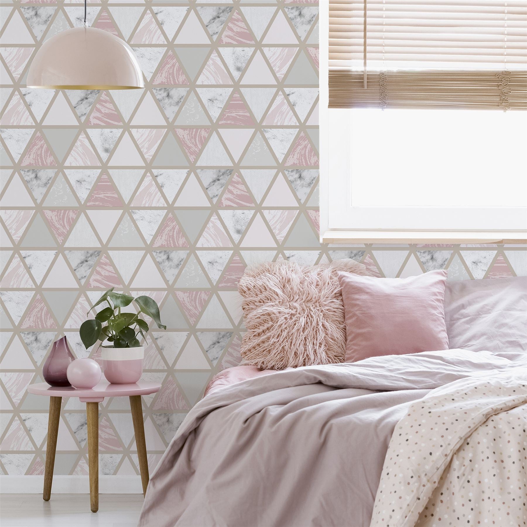 Marble Geo Pink Multi Wallpaper
