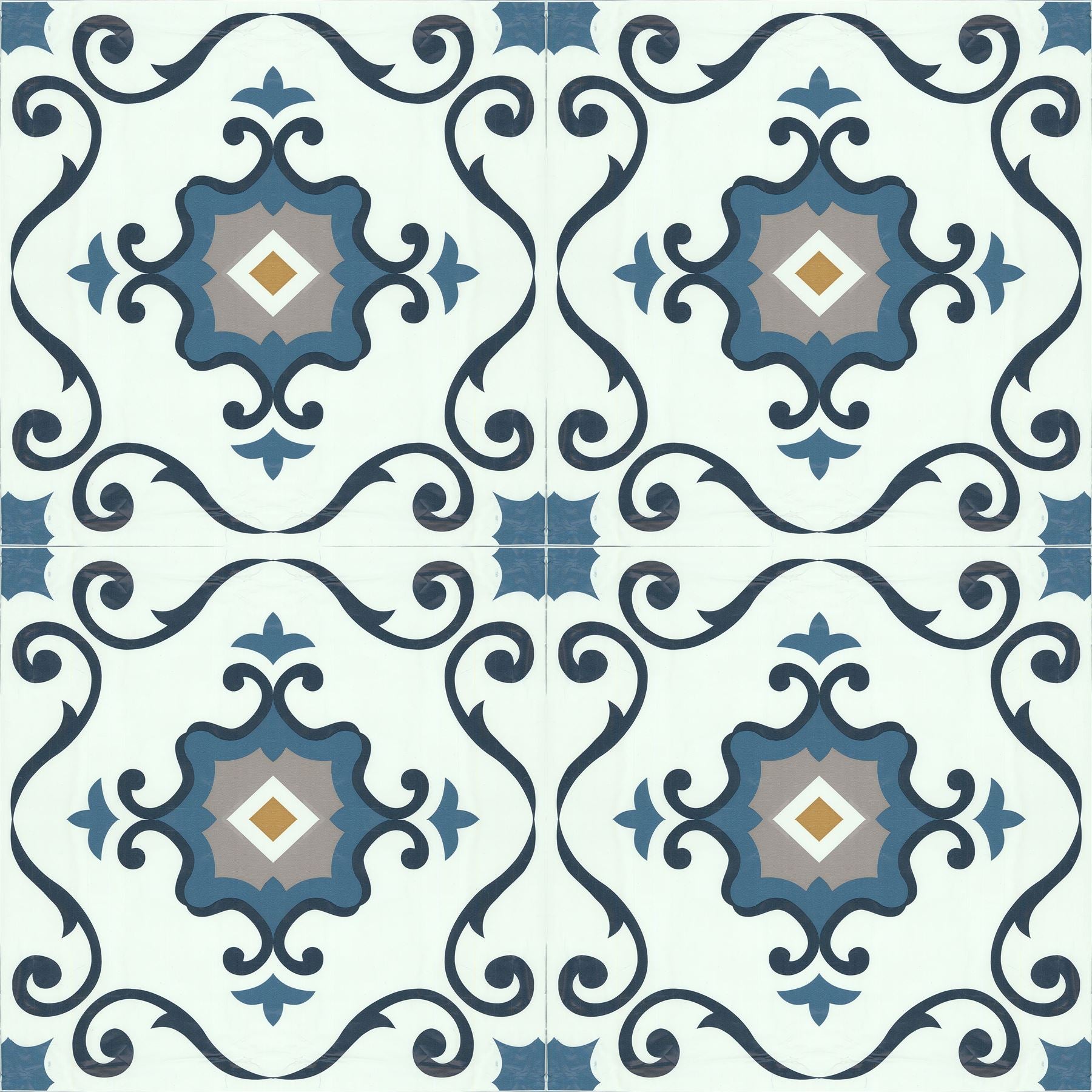 Floor Tile Motif 30.5x30.5cm Blue (10 Tiles Per Pack) - sw6