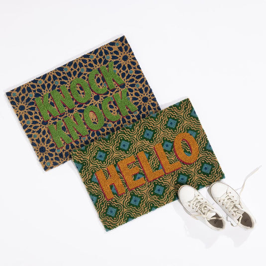 Astley Knock Knock Printed PVC Backed Coir 40x60cm Doormat