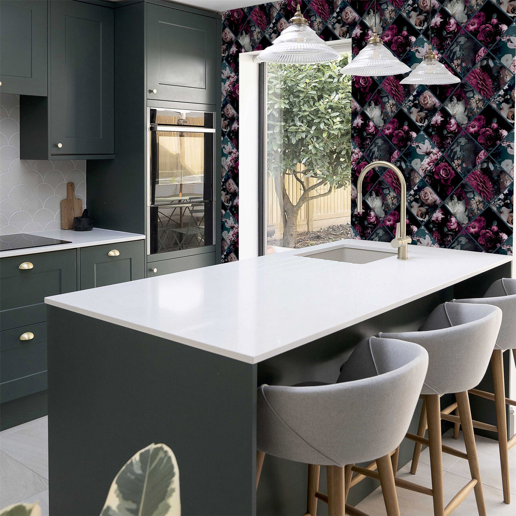 Floral Collage Plum & Teal sw12