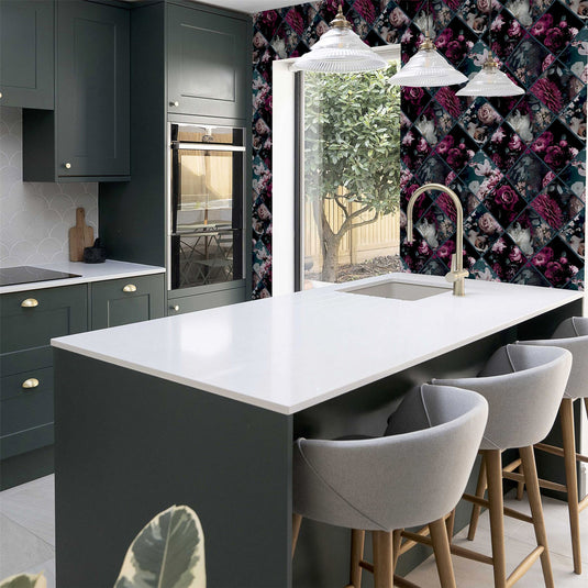 Floral Collage Plum & Teal sw12