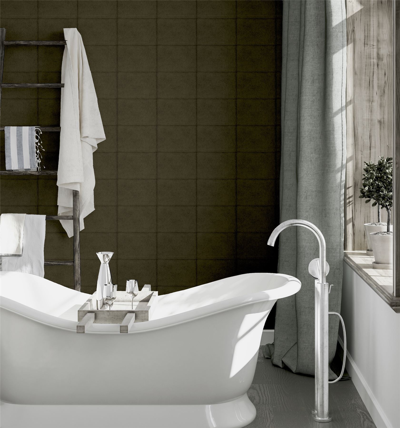 Urban Block Espresso Wallpaper