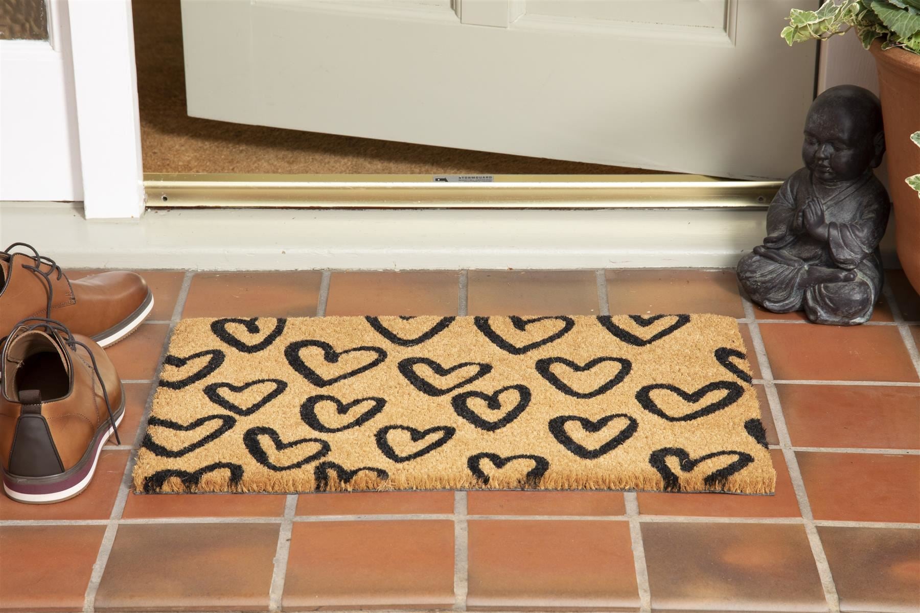 Astley Printed Hand Drawn Hearts Natural 40x60cm Doormat (Bale 25)