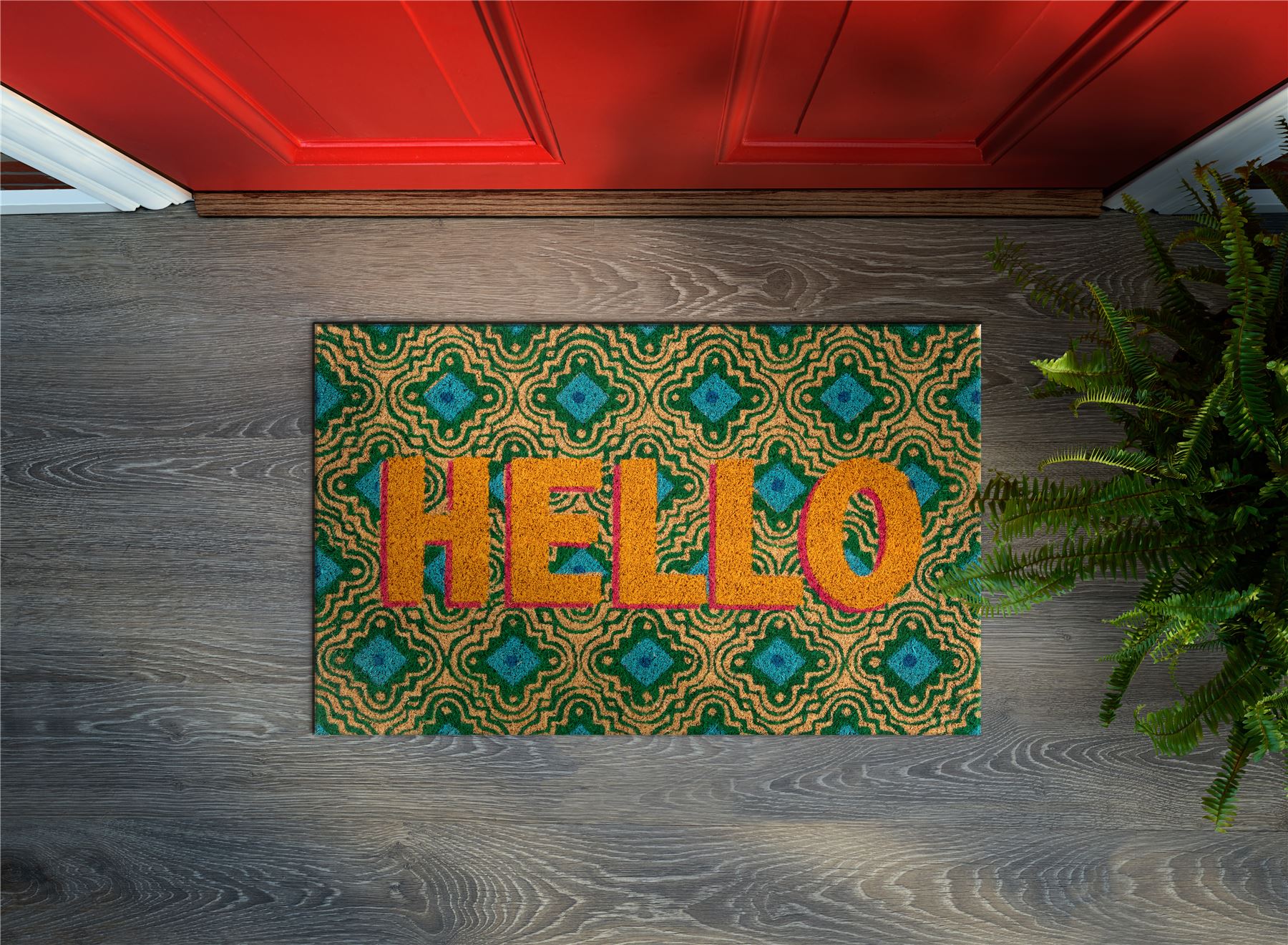 Astley Hello Printed Multi Doormat  40x60cm