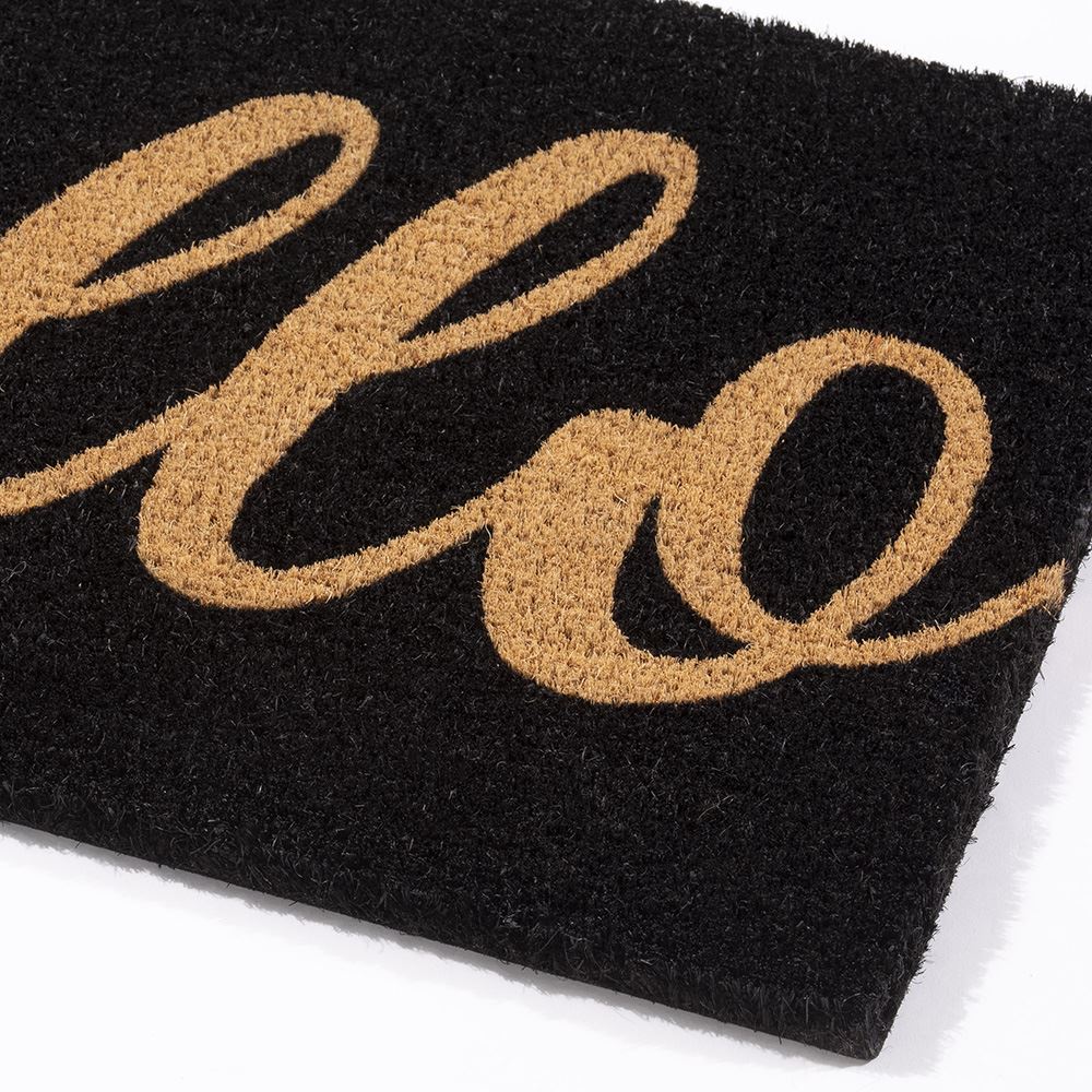 Astley Hello Printed PVC Backed Coir 40x60cm Doormat