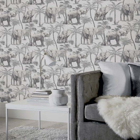 Safari Elephant Charcoal Wallpaper sw12