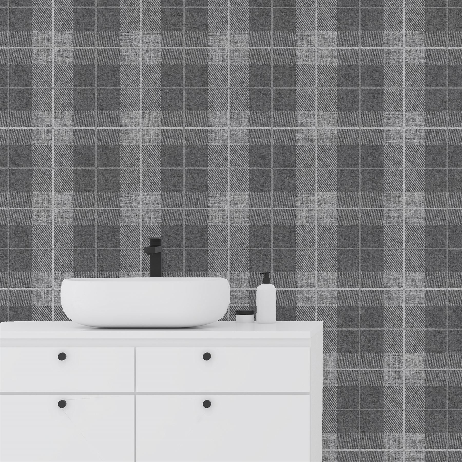 Country Tartan Charcoal Wallpaper