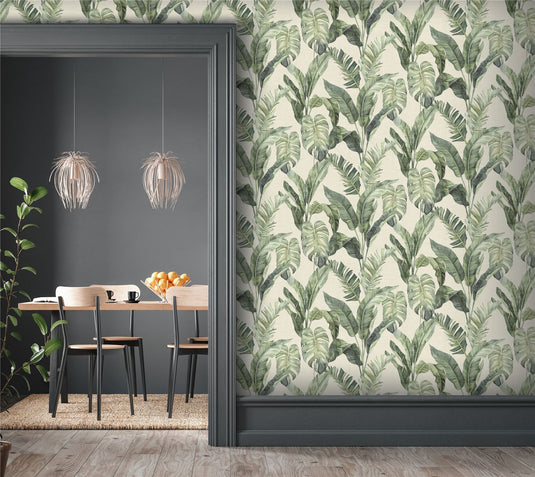 Palm Springs Natural Green Wallpaper