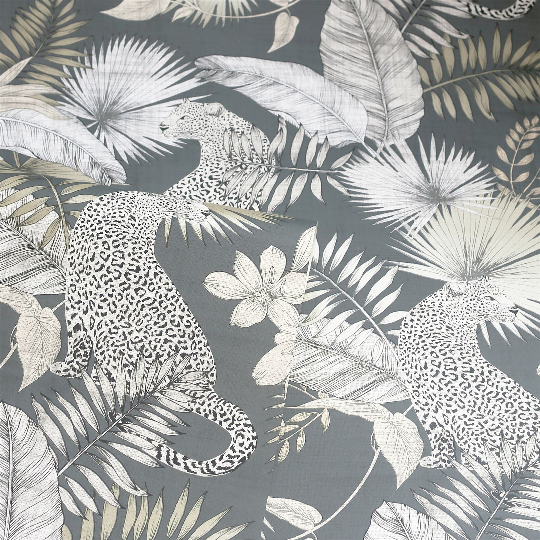 Tropical Leopard Neutral Wallpaper