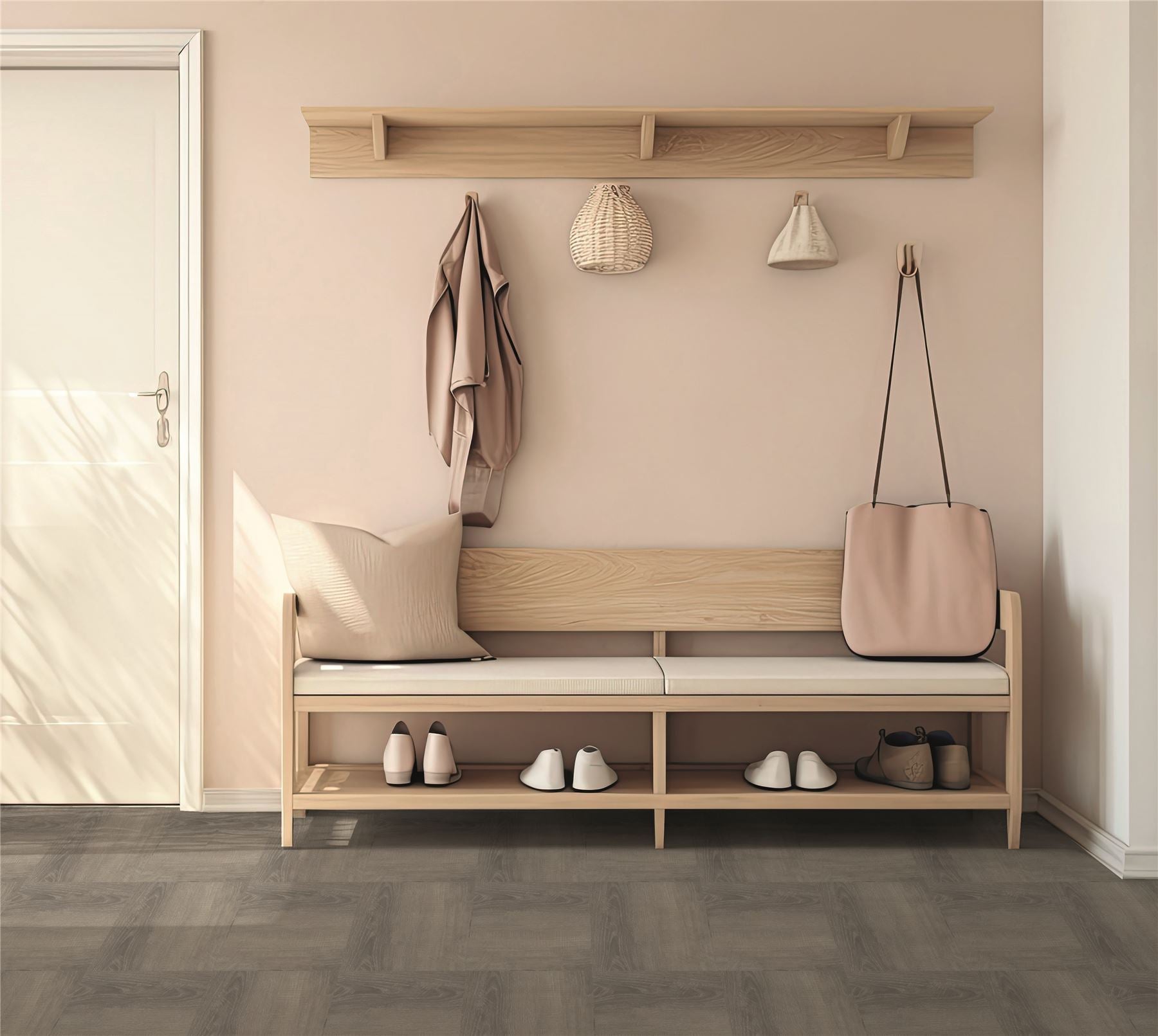 Floor Tile Wood 30.5x30.5cm Taupe (10 Tiles Per Pack) - sw6