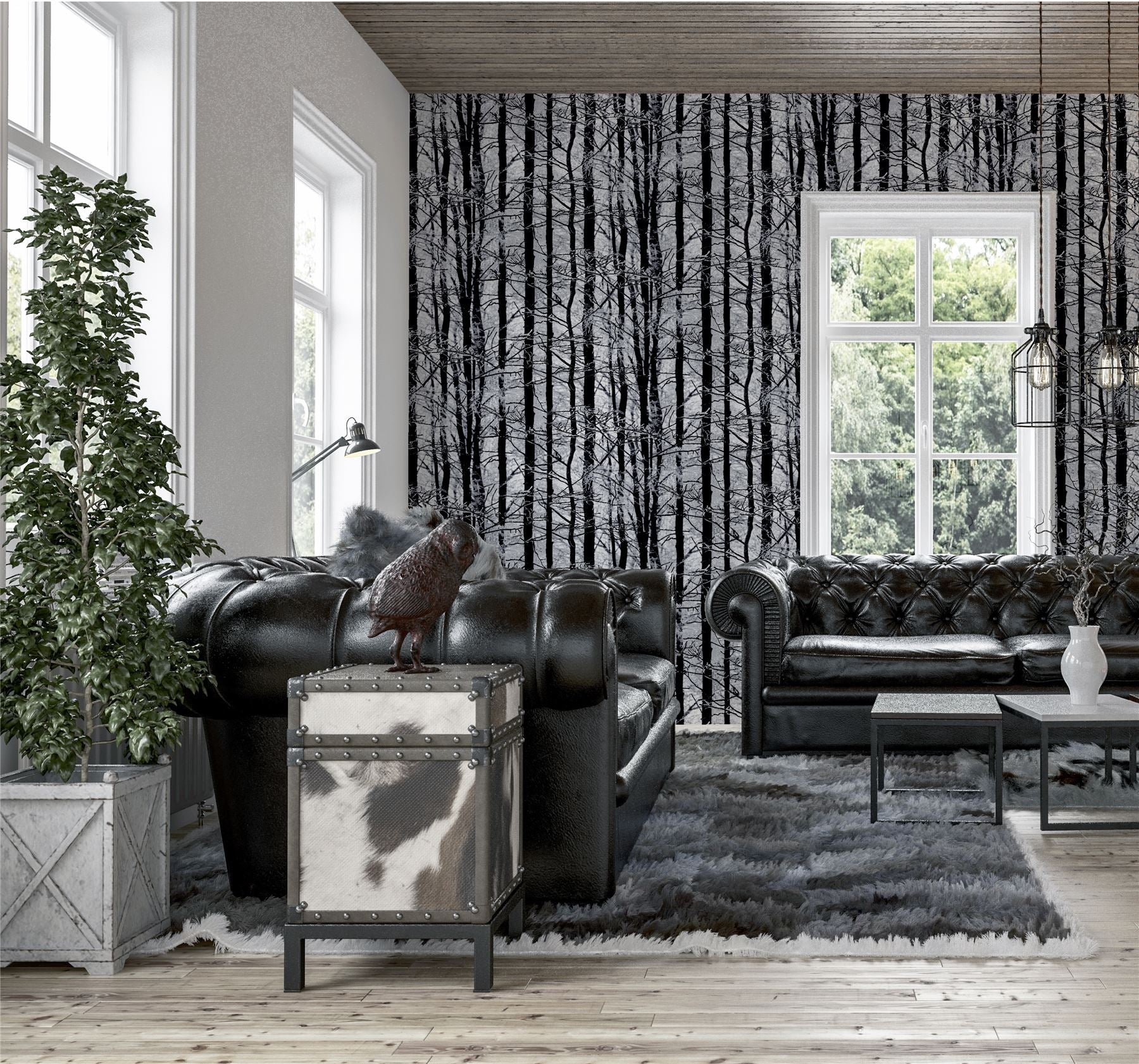 Frosted Wood Silver Wallpaper sw12
