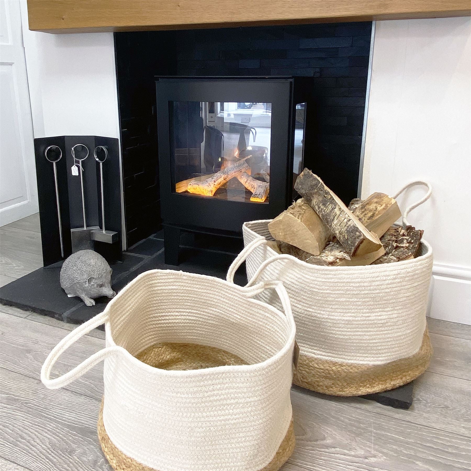 Beddington Cotton/ Jute 45x45x32cm Cream Set of 2 Baskets