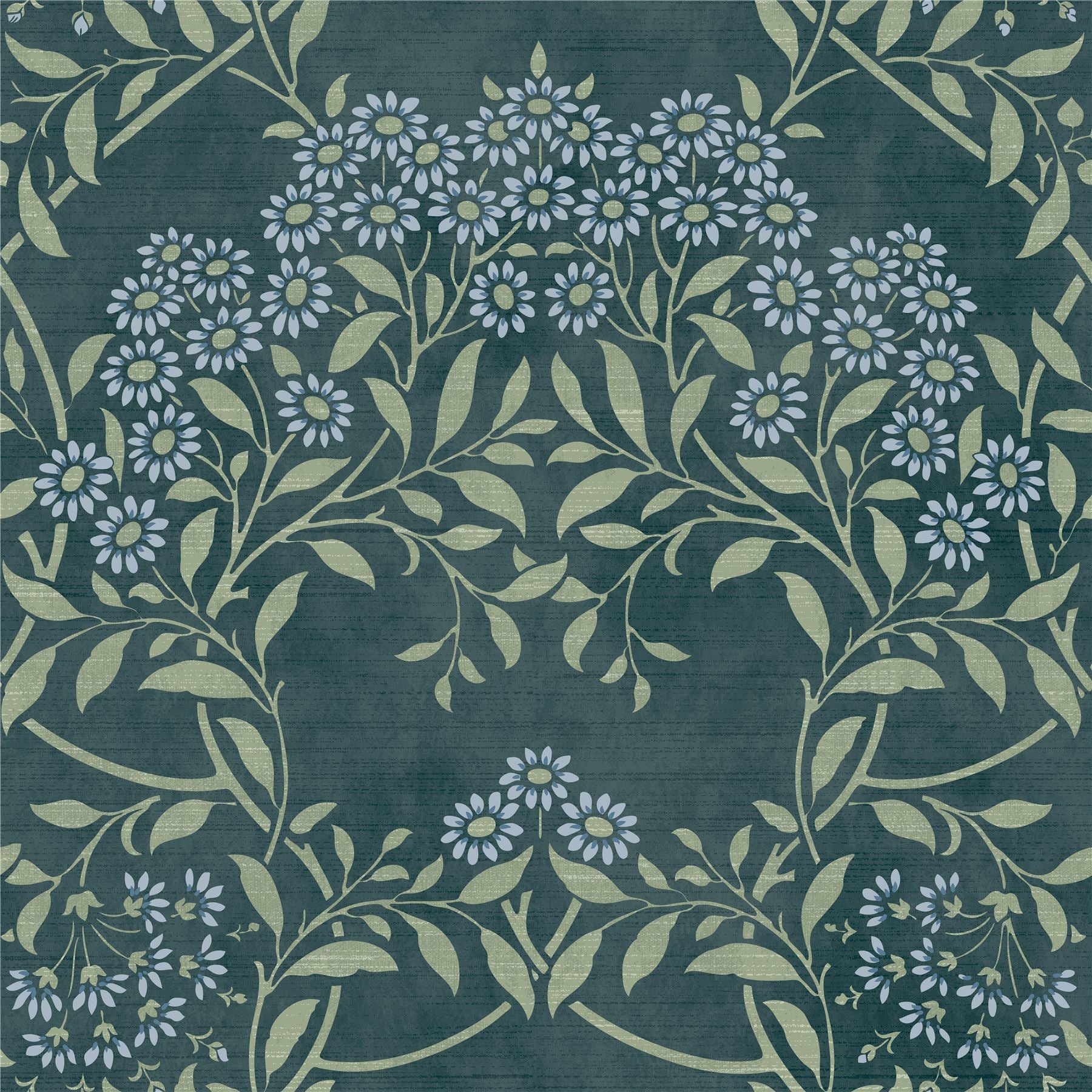 Floral Trail Blue Green Wallpaper