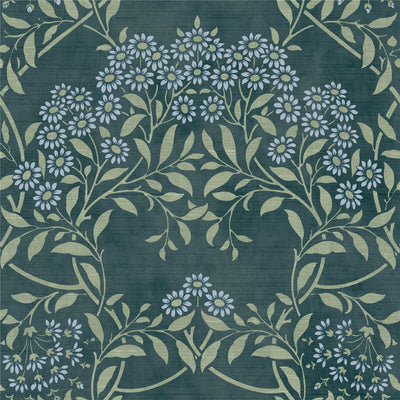 Floral Trail Blue Green Wallpaper