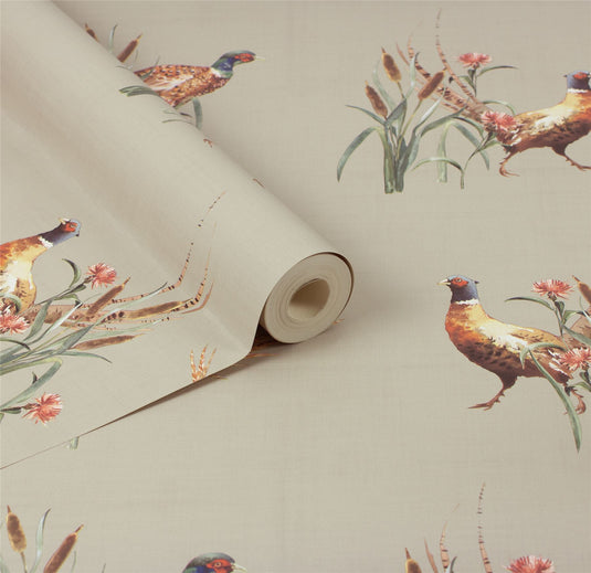 Pheasant Meadow Natural Wallpaper