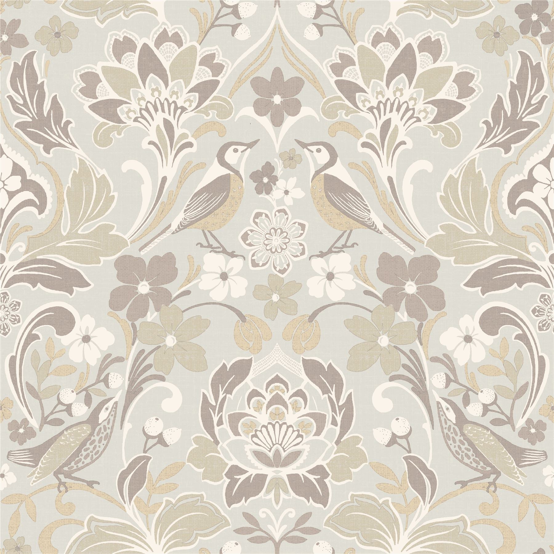 Folk Floral Neutral Wallpaper