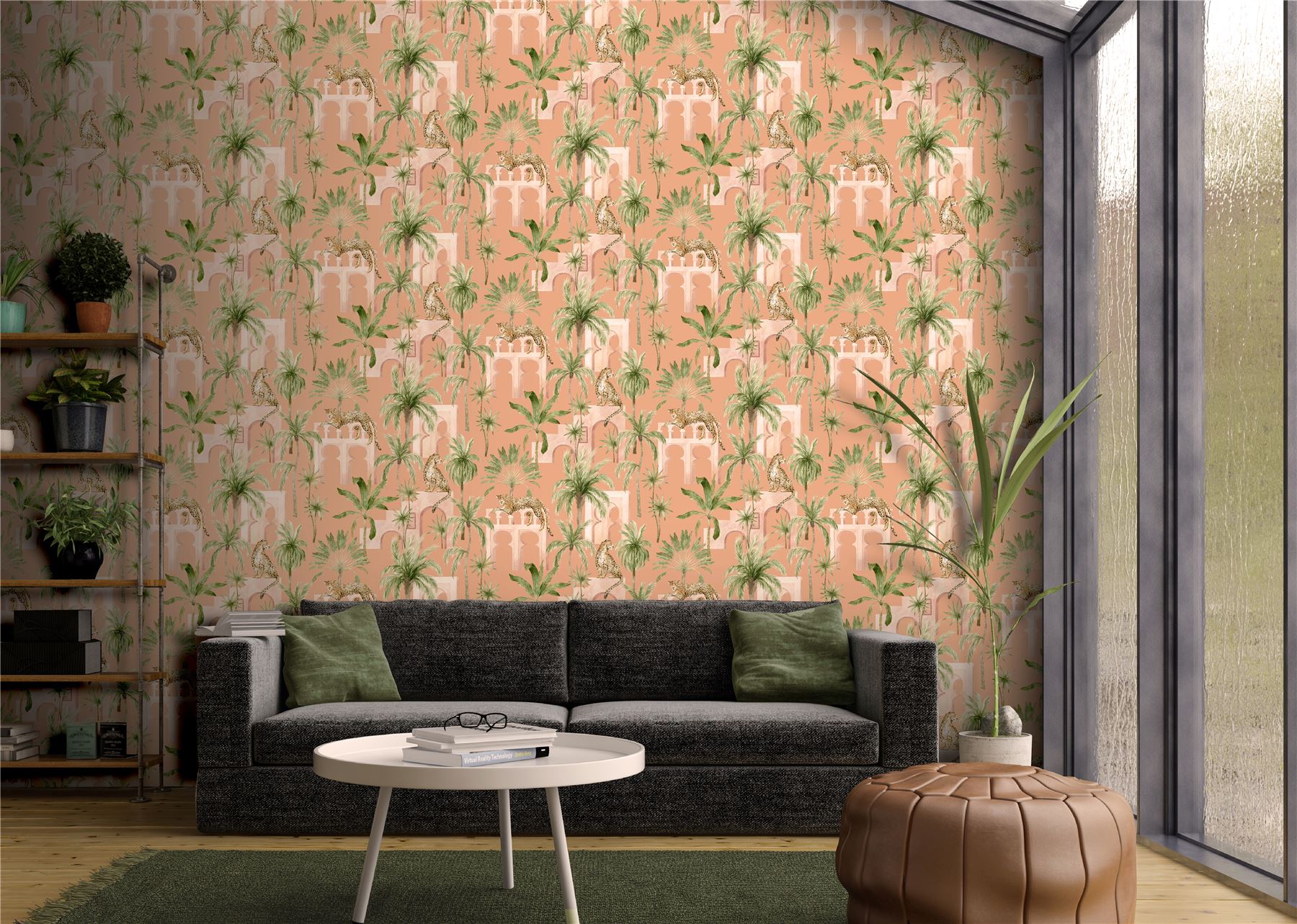 Leopard Arches Terracotta Wallpaper