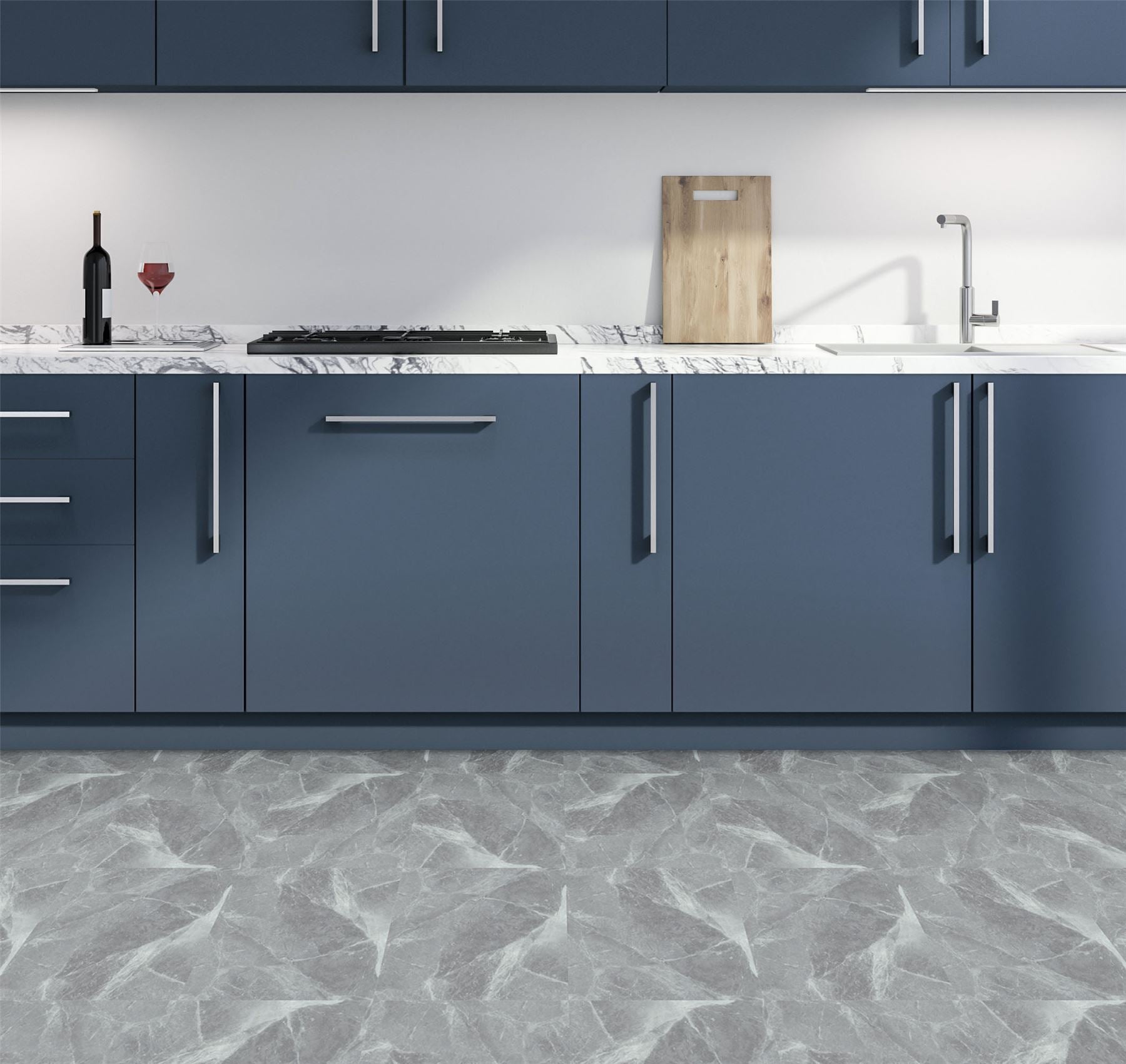 Floor Tile Marble 30.5x30.5cm Grey (10 Tiles Per Pack) - sw6