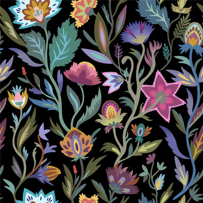 Lush Paradise Black Wallpaper