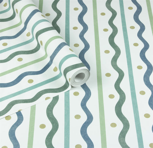 Squiggle Stripe Pink Multi Wallpaper