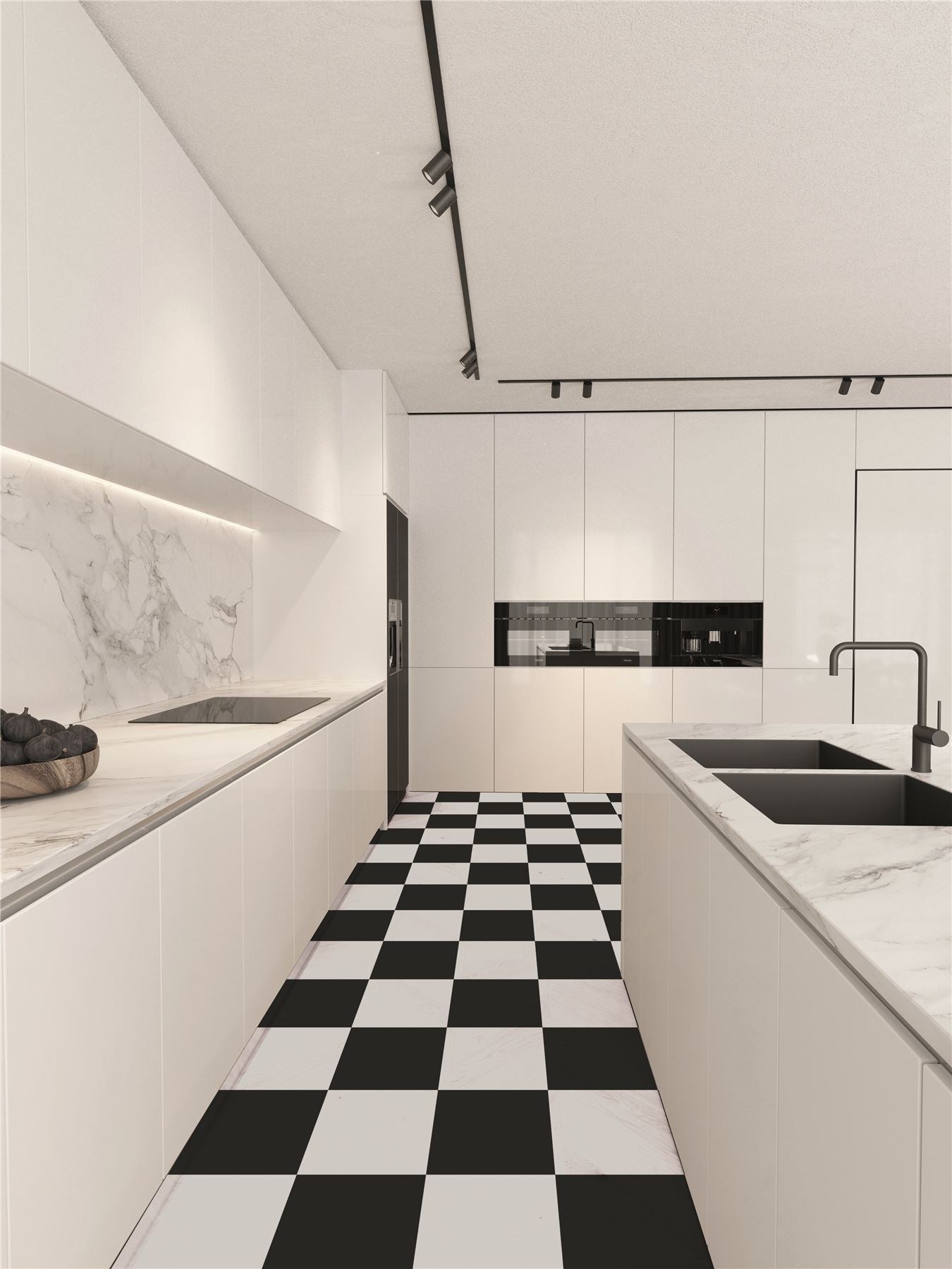 Floor Tile Plain 30.5x30.5cm Black & White (10 Tiles Per Pack) - sw6