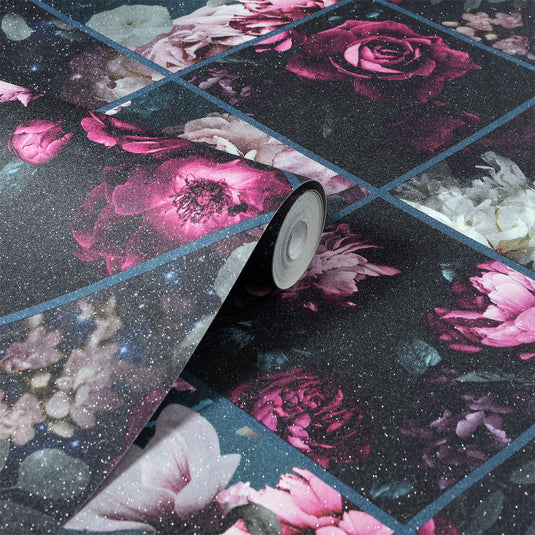 Floral Collage Plum & Teal sw12