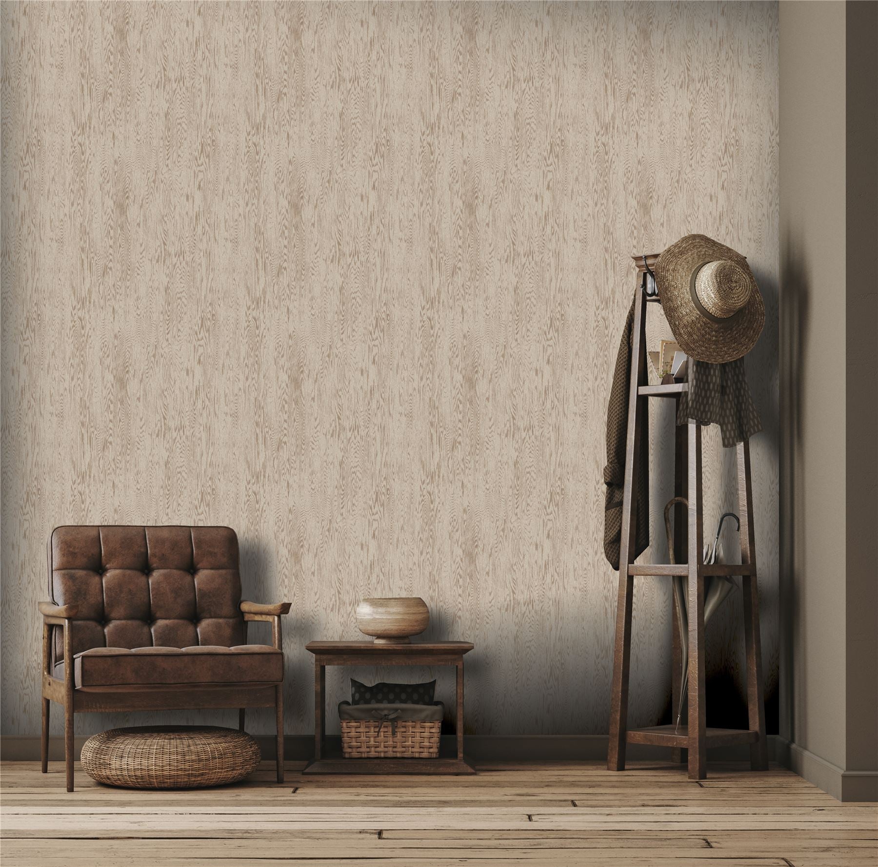 Wood Grain Neutral Wallpaper