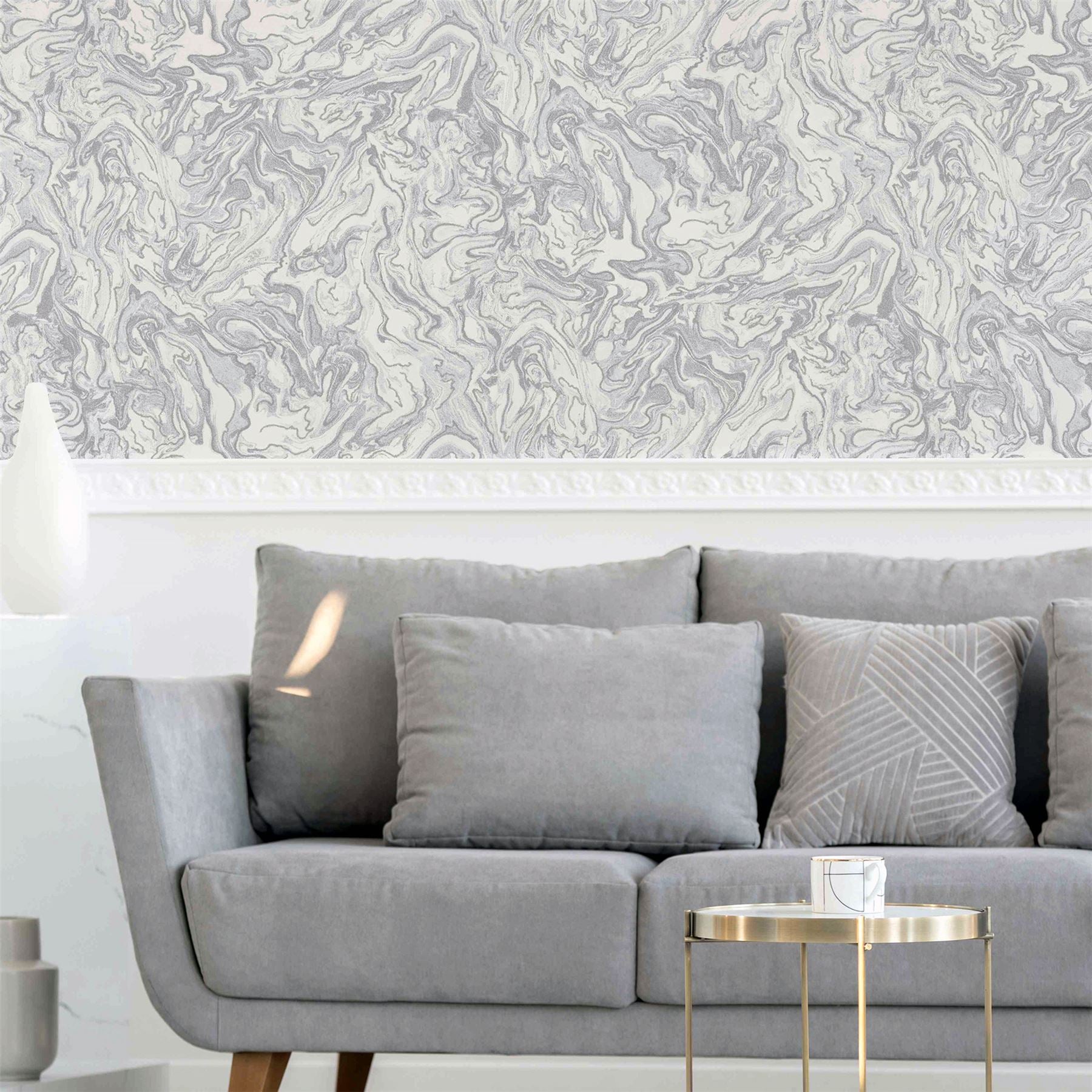 Liquid Marble Grey Wallpaper