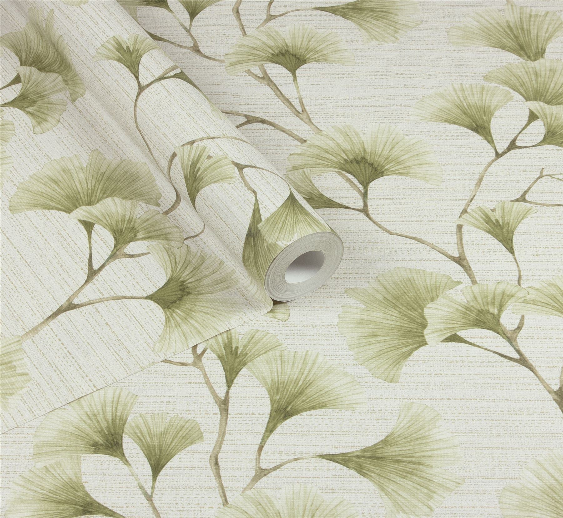 Ginkgo Leaf Trail Green/Neutral Wallpaper