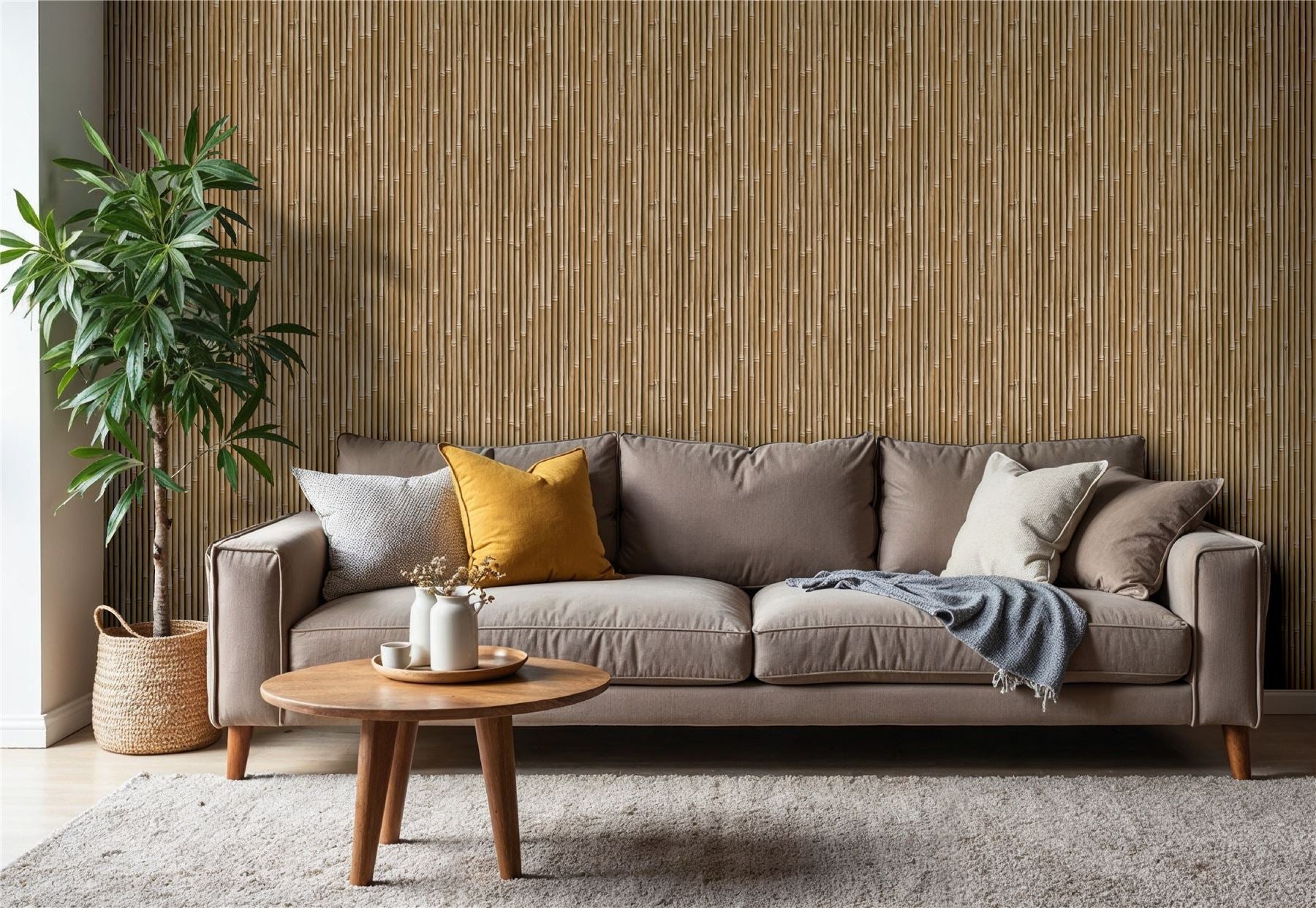 Bamboo Wall Natural Wallpaper