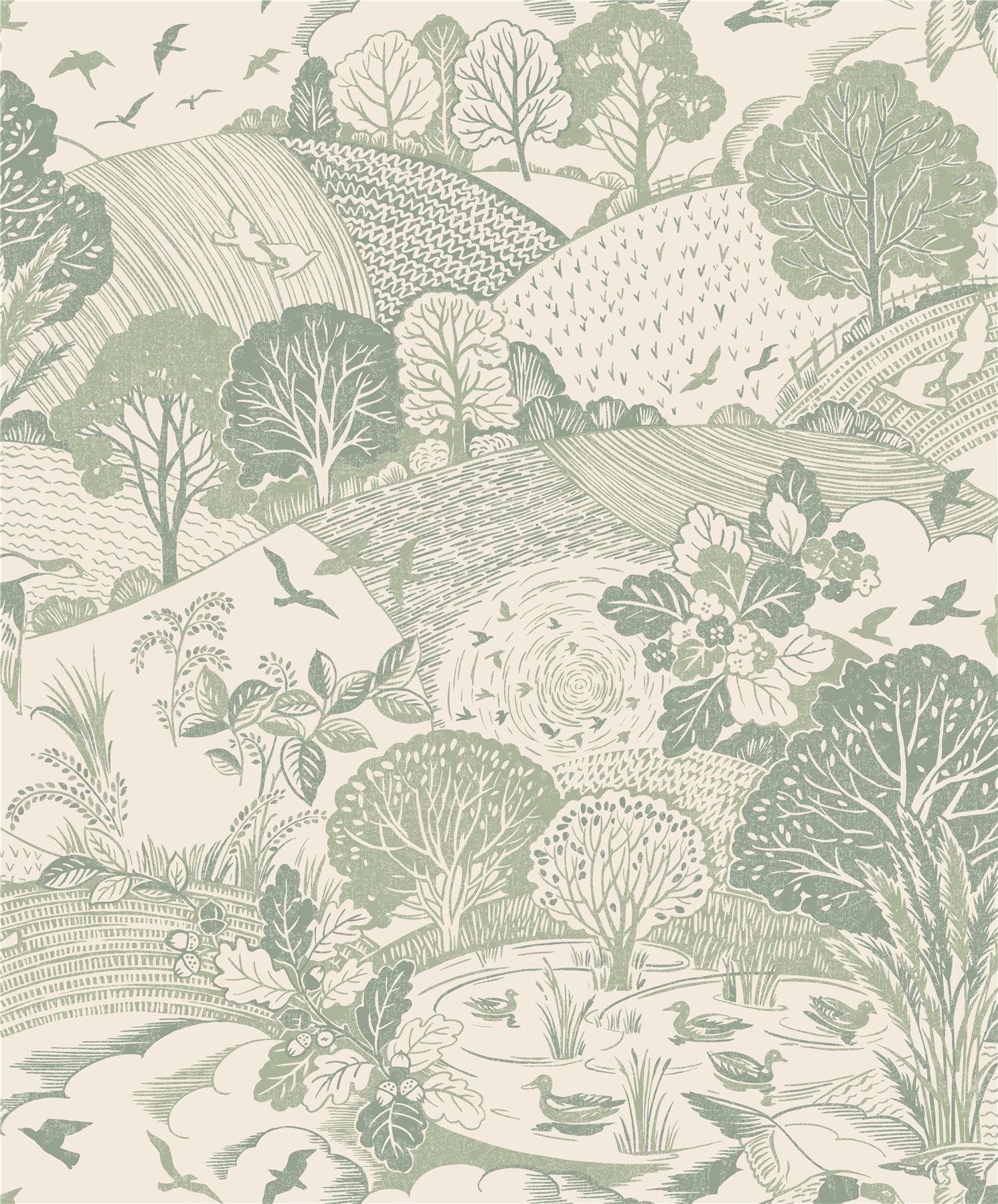 Country Landscape Sage Wallpaper