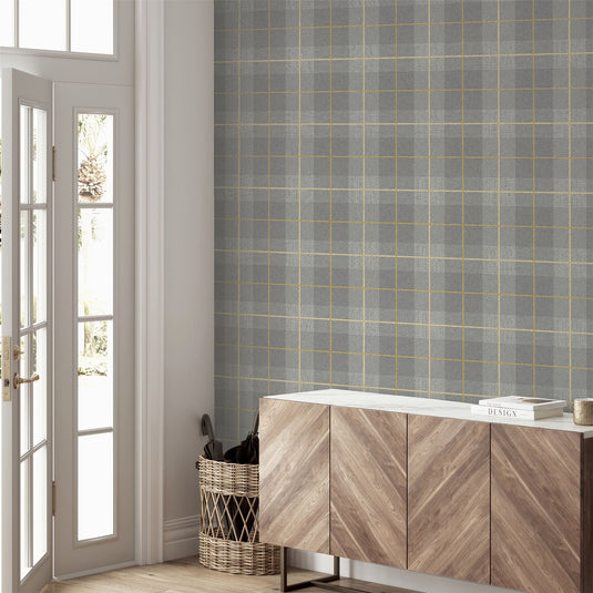 Heritage Tartan Ochre/Grey Wallpaper sw6